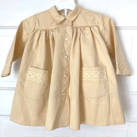 Kate Greenaway Keepsake VINTAGE 70s Baby Toddler Yellow Empire Waist Jacket - Picture 1 of 6
